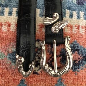 Black leather western style belt